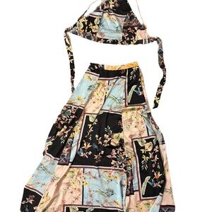Floral Patchwork Maxi Skirt and Halter Top Set